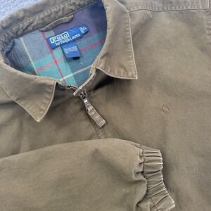 Vintage Polo Ralph Lauren Harrington Jacket Mens XL Olive Green Plaid Lined